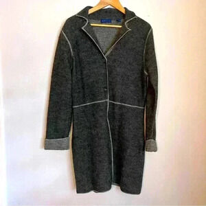 Karen Scott 100% Wool Vintage Sweater Like Coat Size S Grey